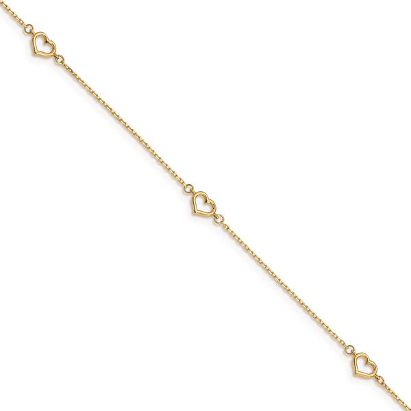 Gold Classics(tm) 14kt. Gold Heart 10in. Anklet