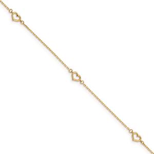 Gold Classics(tm) 14kt. Gold Heart 10in. Anklet