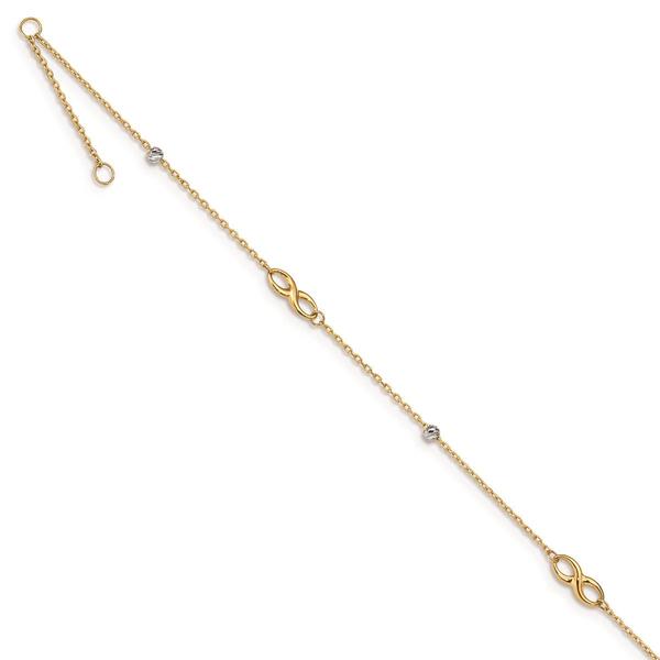 Gold Classics(tm) 14kt. Two-Tone Beads & Infinity 10in Anklet