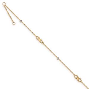 Gold Classics(tm) 14kt. Two-Tone Beads & Infinity 10in Anklet