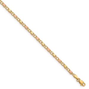 Gold Classics(tm)14kt. Gold & Rose Rhodium X's & Hearts 10in. Anklet