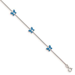 Gold Classics(tm) 14kt. White Gold Blue Enameled 10in. Anklet