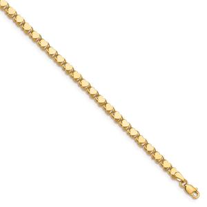 Gold Classics(tm)14kt. Gold Polished Double Sided Heart 10in. Anklet