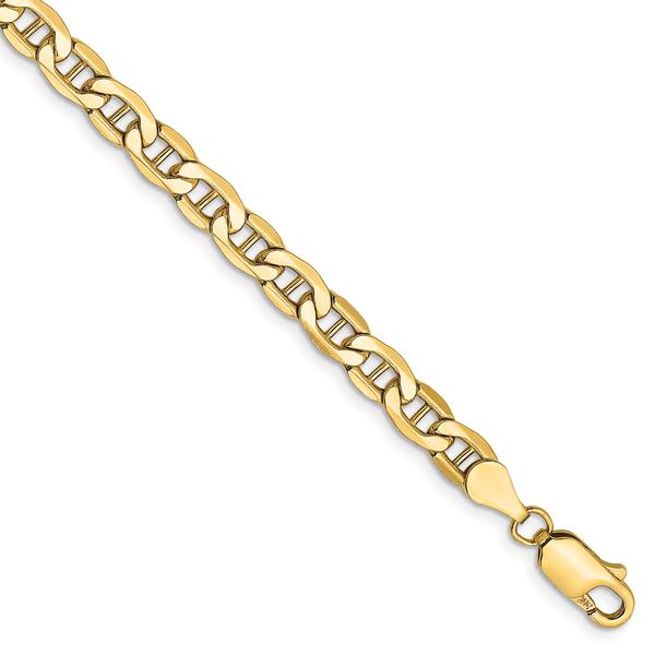 Mens Gold Classics(tm) 4.75mm. Semi-Solid Anchor Chain Bracelet