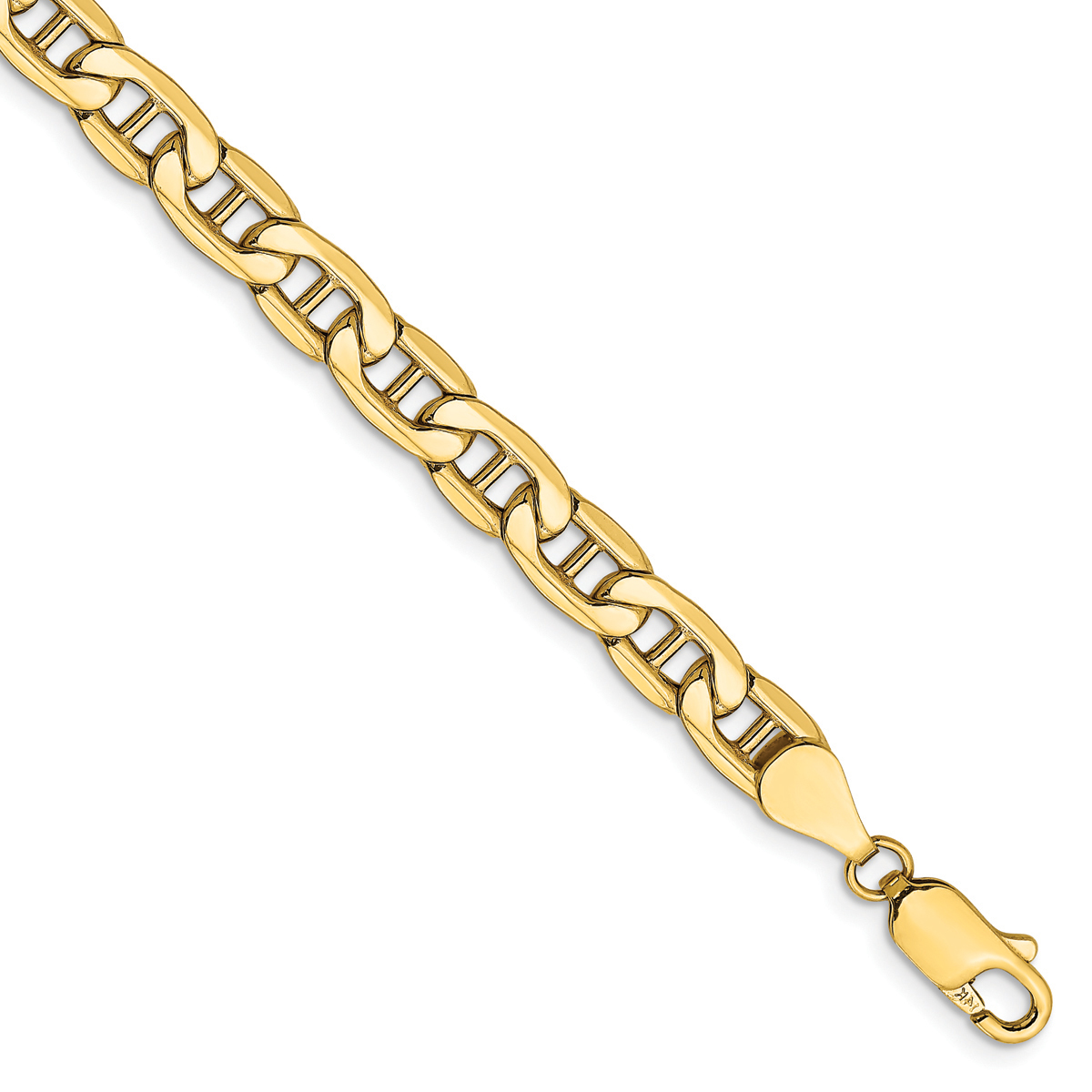 Mens Gold Classics(tm) 5.5mm. Semi-Solid Anchor Chain Bracelet