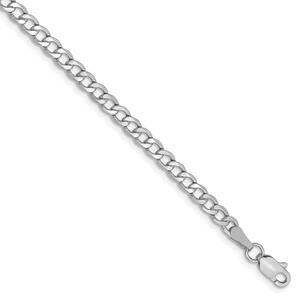 Mens Gold Classics(tm) 3.35mm. White Gold Semi Solid Curb Bracelet