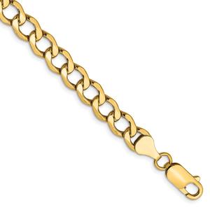 Mens Gold Classics(tm) 6.5mm. 14kt. Semi Solid Curb Link Bracelet