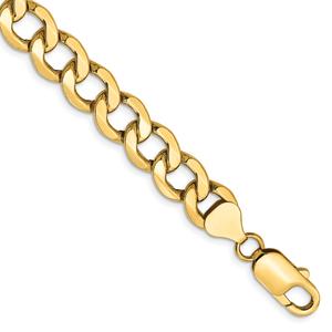 Mens Gold Classics(tm) 8.0mm. 14kt. Semi Solid Curb Link Bracelet