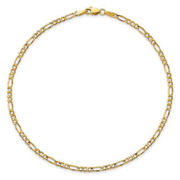 Gold Classics(tm) 2.5mm. 14kt. Semi Solid Figaro Chain Bracelet