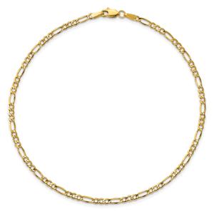 Gold Classics(tm) 2.5mm. 14kt. Semi Solid Figaro Chain Anklet