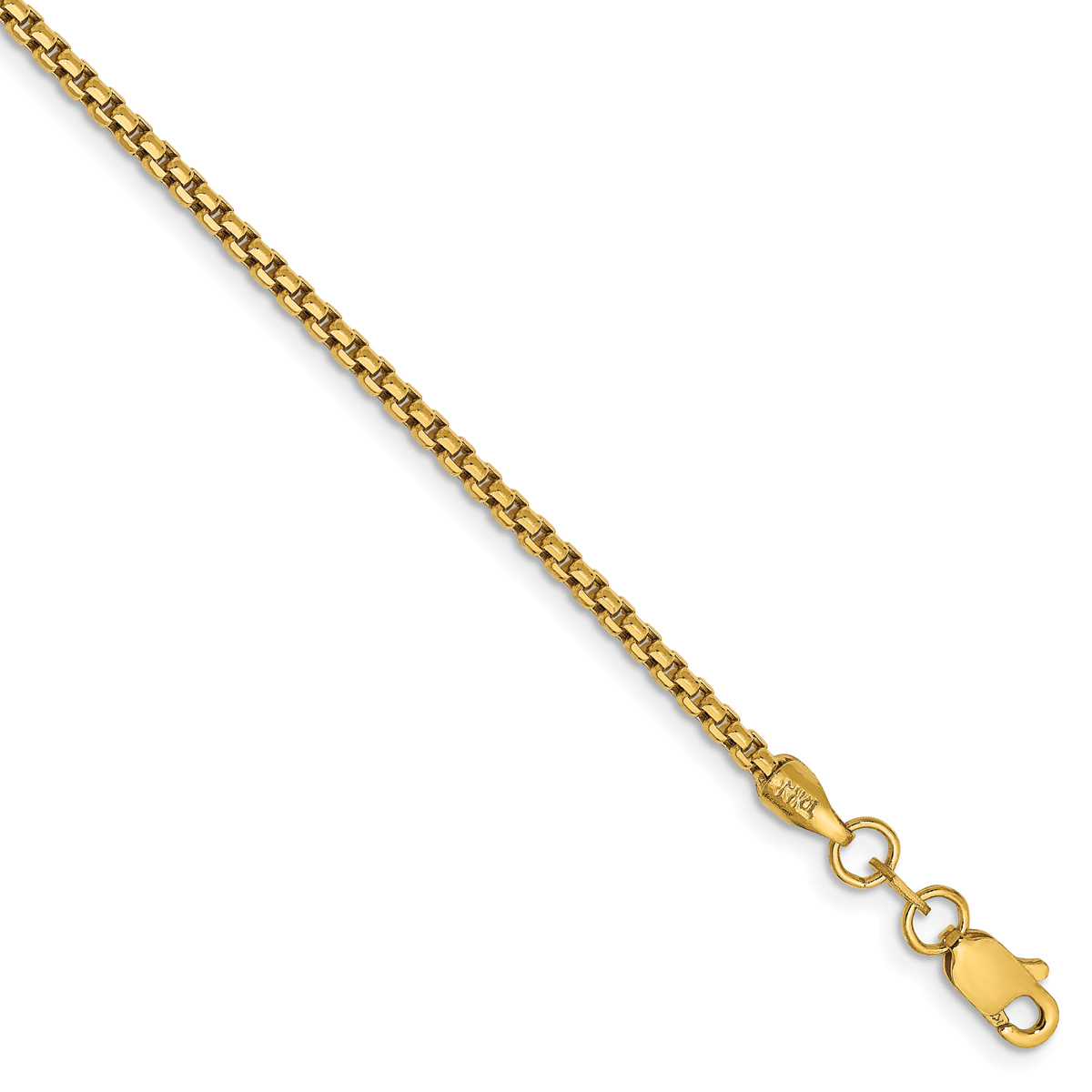 Gold Classics(tm) 1.75mm. Semi-Solid Round Box Chain Bracelet