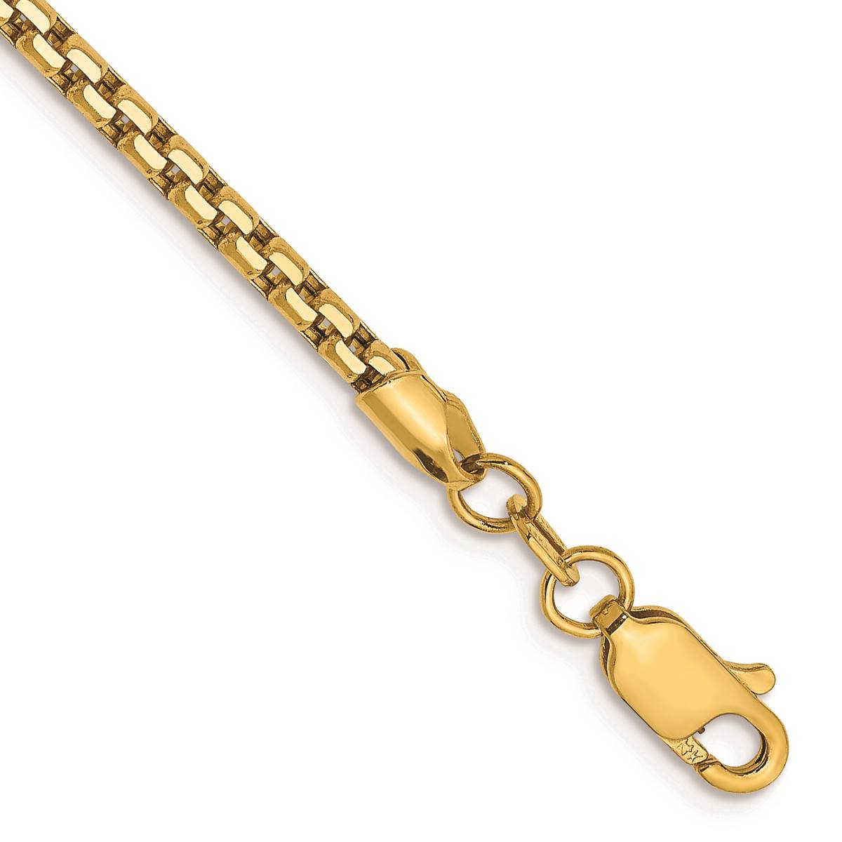 Gold Classics(tm) 2.45mm. Semi-Solid Round Box Chain Bracelet