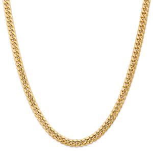 Mens Gold Classics(tm) 6.75mm. Semi Solid Miami Cuban Chain Bracelet alternate view