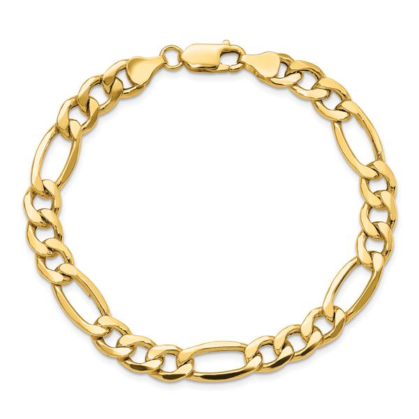 Gold Classics(tm) 8.5mm. 14kt. Semi Solid Figaro Chain Bracelet