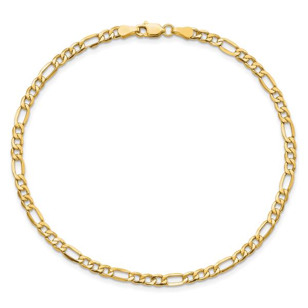 Gold Classics(tm) 3.5mm. 14kt. Semi Solid Figaro Chain Anklet