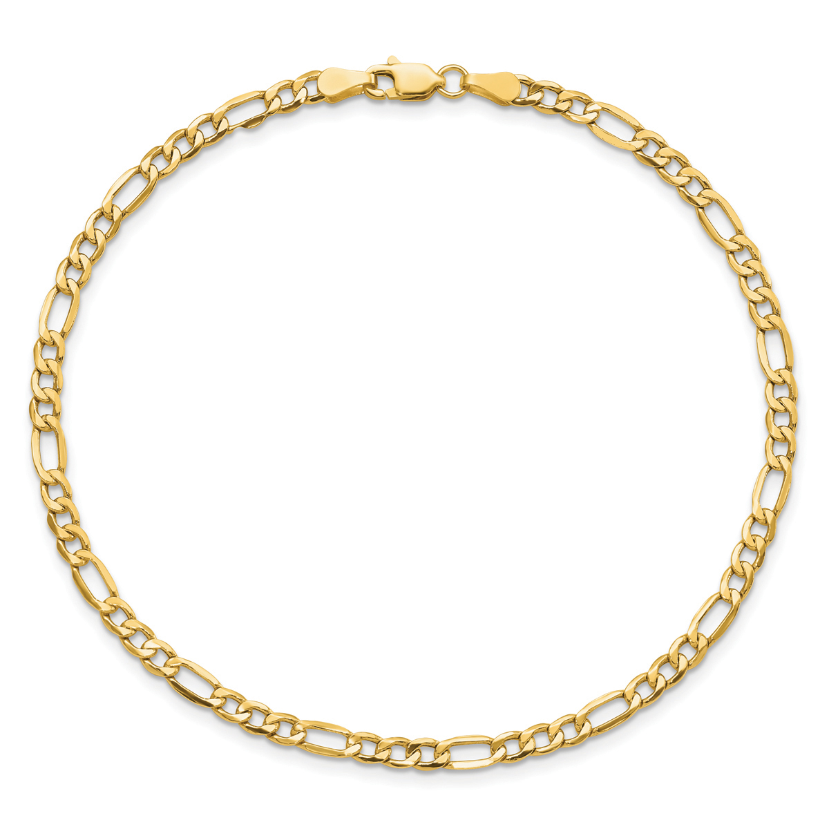 Mens Gold Classics(tm) 3.5mm. 14kt. Semi Solid Figaro Chain Bracelet