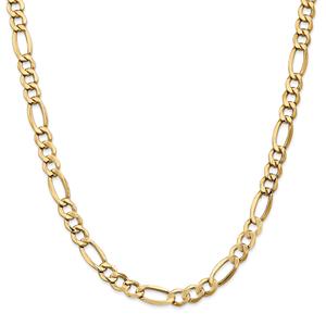 Mens Gold Classics(tm) 7.3mm. 14kt. Semi Solid Figaro Chain Bracelet alternate view