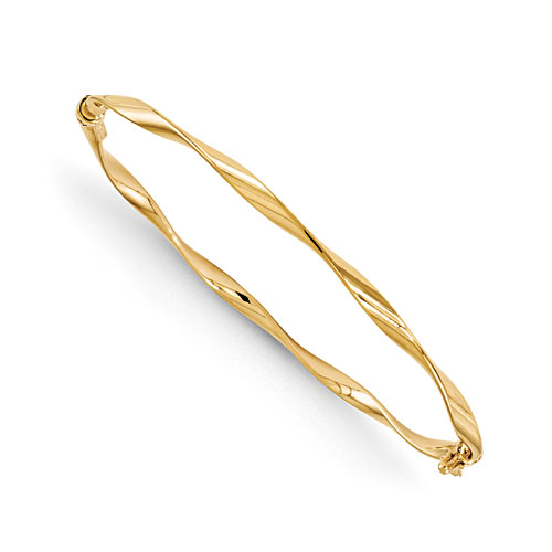 Gold Classics(tm) 14kt. 7in. Polished Twisted Hinged Bangle