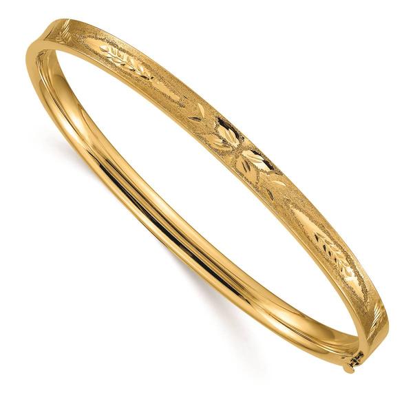 Gold Classics(tm)14kt. Gold 3/16 Diamond-Cut Concave Bangle Bracelet
