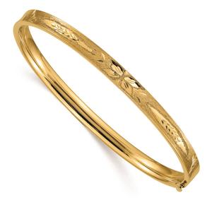 Gold Classics(tm)14kt. Gold 3/16 Diamond-Cut Concave Bangle Bracelet