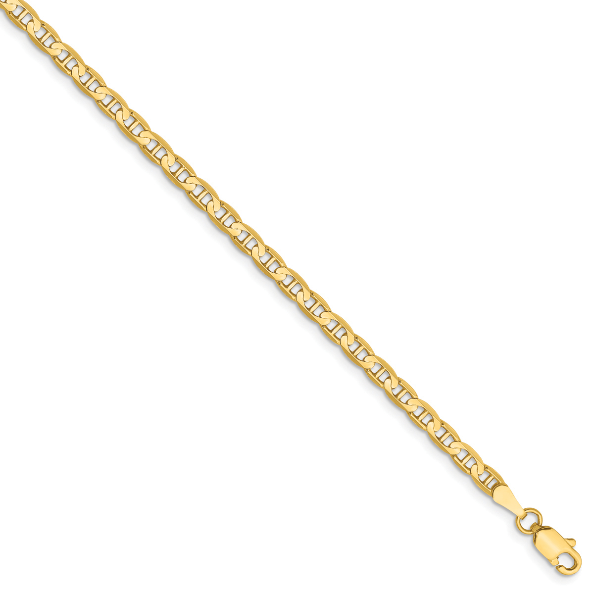 Mens Gold Classics(tm) 3mm. 14kt. Gold Concave Anchor Chain Bracelet