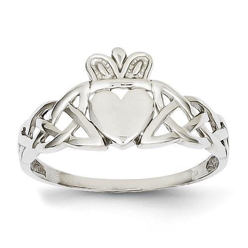 Mens Gold Classics(tm) 14kt. Cut Out White Gold Claddagh Ring