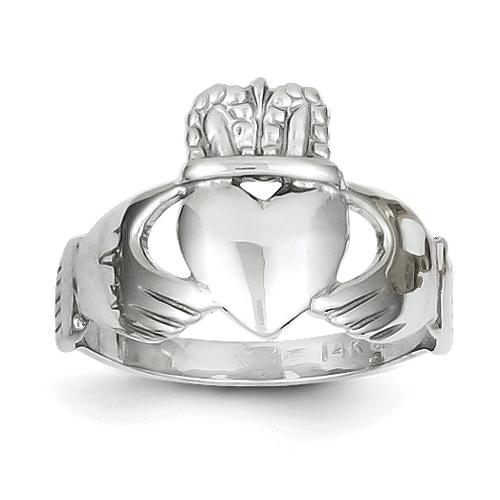 Gold Classics(tm) Tall 14kt. White Claddagh Ring