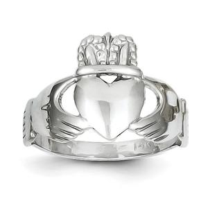 Gold Classics(tm)  Tall 14kt. White Claddagh Ring