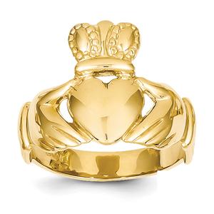 Mens Gentlemen's Classics(tm) Tall 14kt. Gold Claddagh Ring