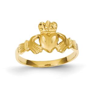 Gold Classics(tm) 14kt. Satin & Diamond Cut Claddagh Ring