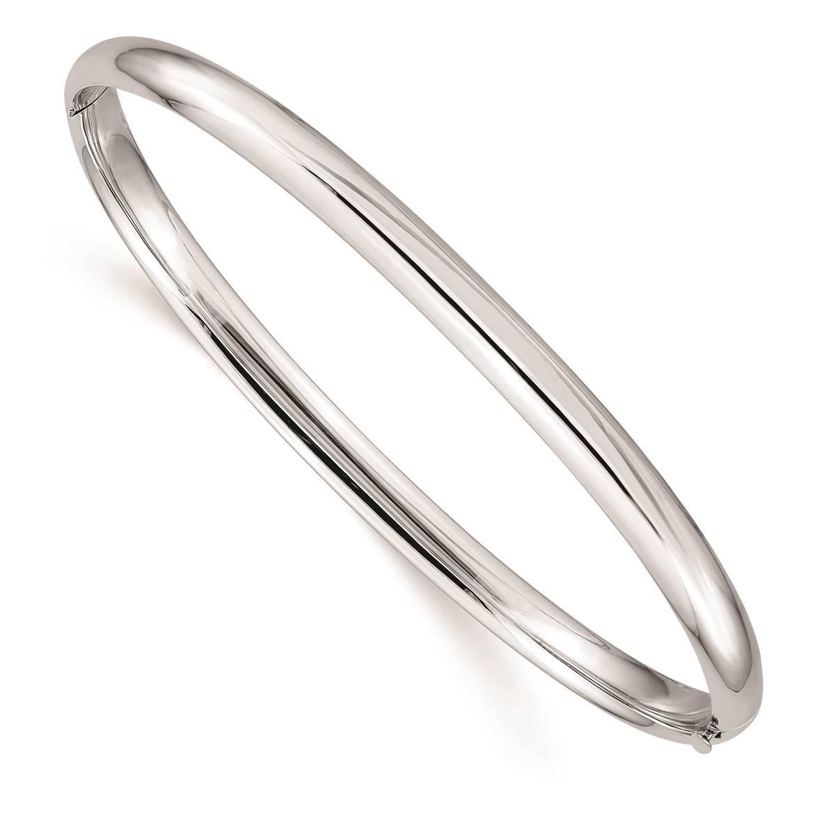 Gold Classics(tm) 14kt. White Gold High Polished Hinged Bangle