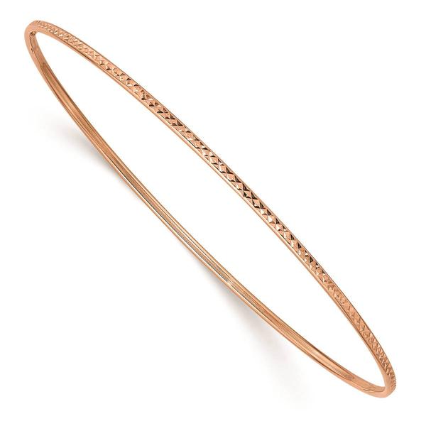 Gold Classics(tm) 14kt. 1.5mm Rose Gold Diamond-Cut Bangle Bracelet