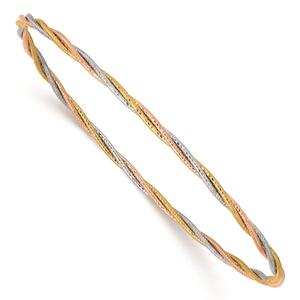Gold Classics(tm) 14kt. Gold Tri-Color Diamond-Cut Twisted Bangle