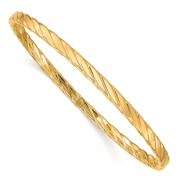 Gold Classics(tm) 14kt. Gold 4mm Textured Twist Slip-on Bangle