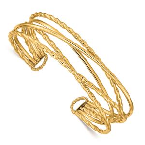 Gold Classics(tm) 14kt. Gold Polished Multi Tube Cuff Bangle
