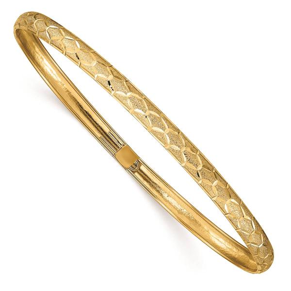 Gold Classics(tm) 14kt. Gold Hexagonal Diamond-Cut Flexible Bangle