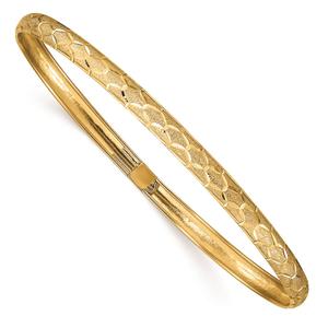Gold Classics(tm) 14kt. Gold Hexagonal Diamond-Cut Flexible Bangle
