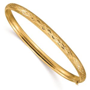 Gold Classics(tm) Gold 3/16 Diamond-cut Fancy Hinged Bangle Bracelet