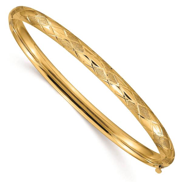 Gold Classics(tm) 3/16 Diamond-Cut Fancy Hinged Bangle Bracelet