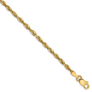 Gold Classics(tm) 2.5mm. 14kt. Diamond Cut Light Rope Bracelet