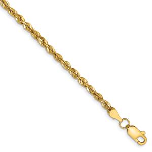 Gold Classics(tm) 2.75mm. Diamond Cut Extra-Light Rope Anklet