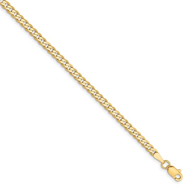 Mens Gold Classics(tm) 2.9mm. 14kt. Gold Beveled Curb Chain Bracelet
