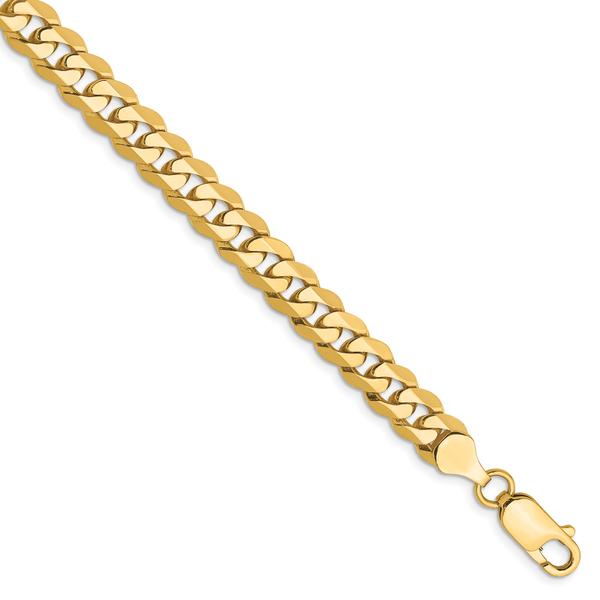 Gold Classics(tm) 7.25mm. 14kt. Beveled Curb Chain Bracelet