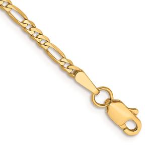 Mens Gold Classics(tm) 2.25mm. 14kt. Gold Flat Figaro Chain Bracelet