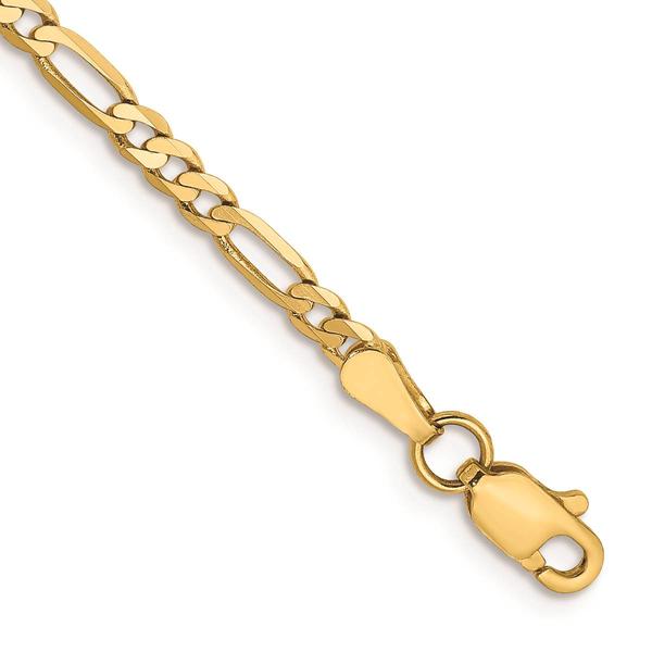 Mens Gold Classics(tm) 2.75mm. 14kt. Gold Flat Figaro Chain Bracelet