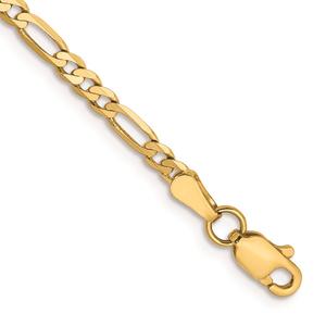 Gold Classics(tm) 2.75mm. 14kt. Gold Flat Figaro Chain Bracelet