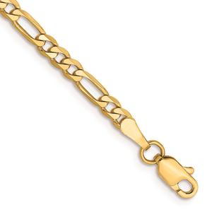 Gold Classics(tm) 3.0mm. 14kt. Gold Flat Figaro Chain Bracelet