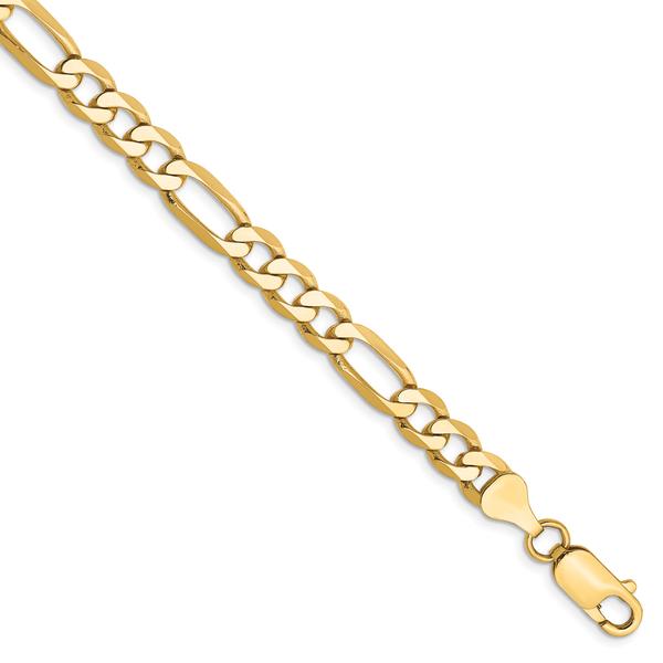 Mens Gold Classics(tm) 6.25mm. 14kt. Gold Flat Figaro Chain Bracelet