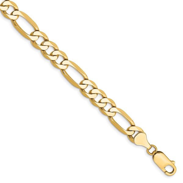 Mens Gold Classics(tm) 7mm. 14kt. Gold Flat Figaro Chain Bracelet