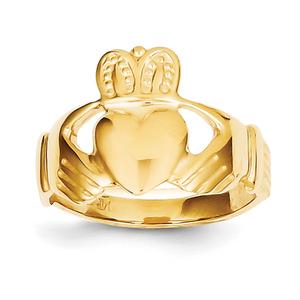 Mens Gold Classics(tm) Mens Polish Yellow Gold Claddagh Ring